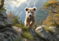 9月龄幼崽爬行奇观：手脚并用挑战高山