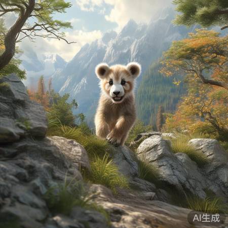 九个月幼崽小宝挑战高山