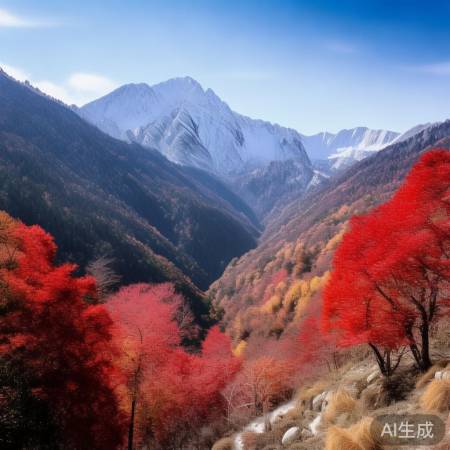 秦岭半山，红叶雪景，摄影天堂