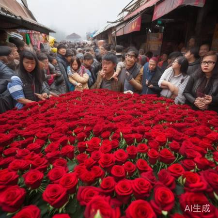 “万枝玫瑰,网友支持情”